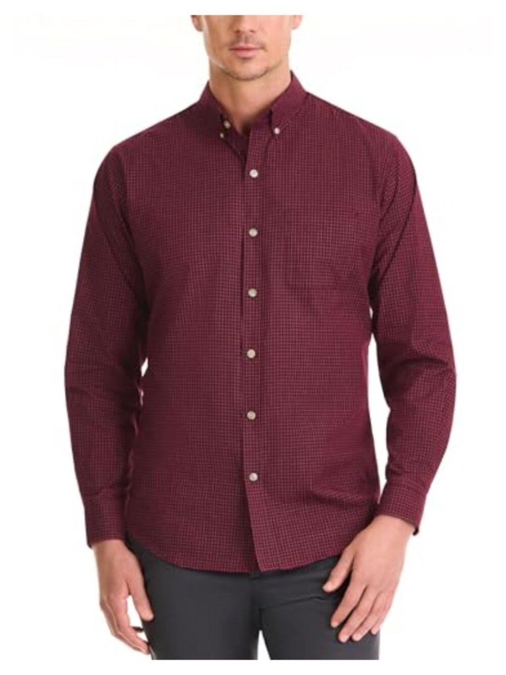 Men's Wrinkle Free Long Sleeve Button Down Shirt Fitted